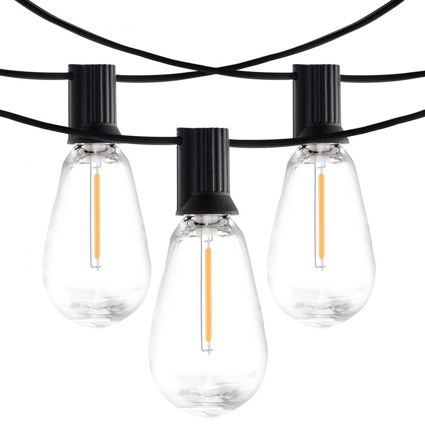 VEVOR 50FT LED Outdoor String Patio Lights Waterproof 15 S14 Shatterproof Bulbs