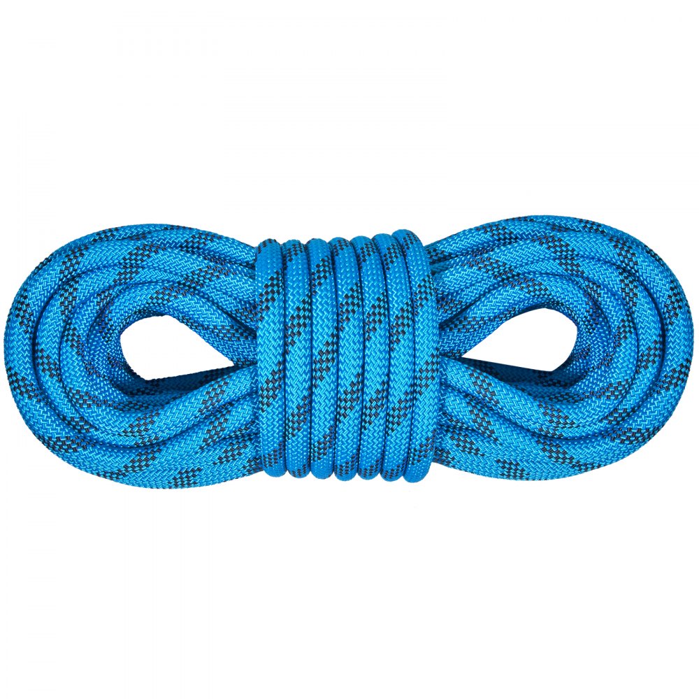 VEVOR Static Climbing Rope, 32 ft Outdoor Rock Climbing Rope with 26KN Breaking Tension, 0.4'' /10 mm High Strength Safety Rope, Escape Rope with 2pcs Carabiner and Storage Bag