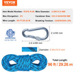 VEVOR Static Climbing Rope, 96 ft Outdoor Rock Climbing Rope with 26KN Breaking Tension, 0.4'' /10mm High Strength Safety Rope, Escape Rope with 2pcs Carabiner and Storage Bag