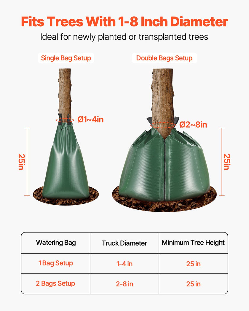 VEVOR Tree Watering Bag 25 Packs 20 Gallons Slow Release Tree Water Bag Durable