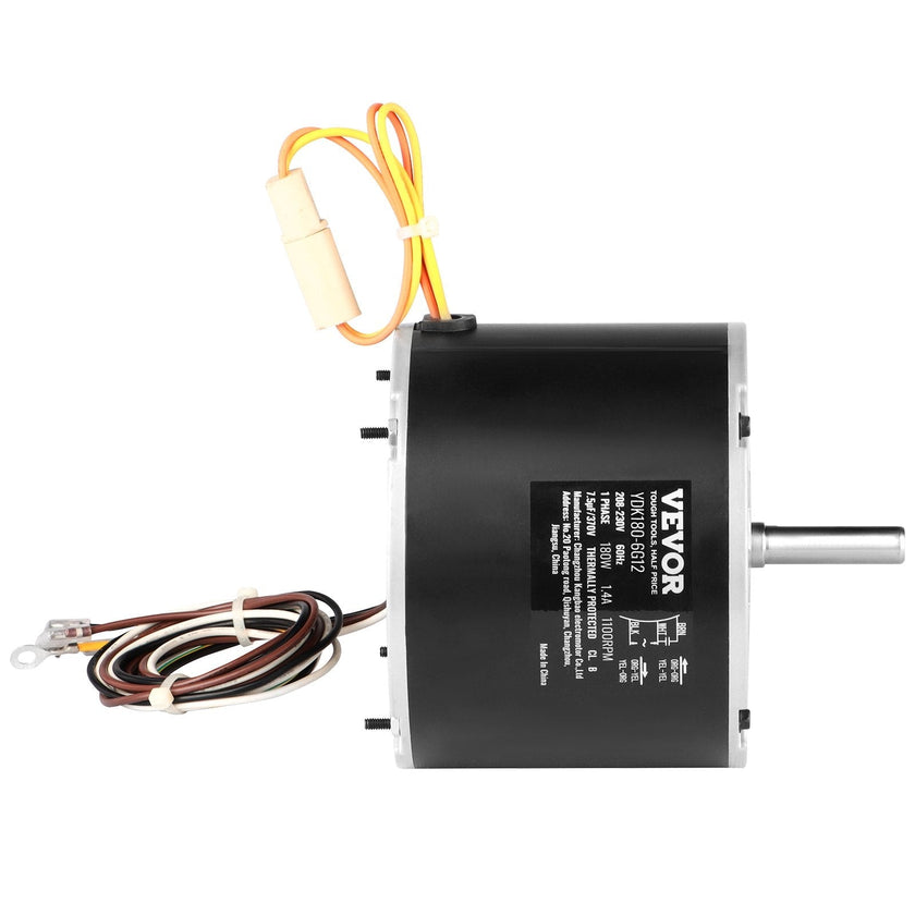 VEVOR Condenser Fan Motor 5KCP39EGS070S, 5KCP39EGY823S, 1/4 HP 208-230V, 1100RPM, OEM Standard Upgraded Replacement Condenser Motor Reversible Rotating, Explosion-proof CBB65 5?F/370V Capacitor