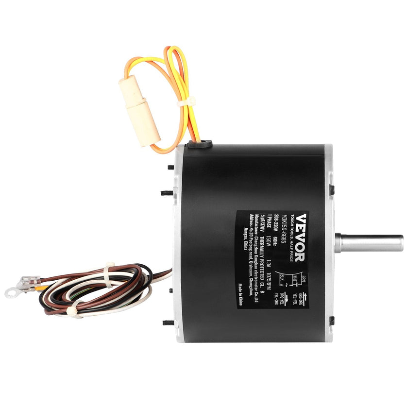 VEVOR Condenser Fan Motor K55HXJKL-2918, 51-23055-11, 1/5 HP 208-230V, 1075RPM, OEM Standard Upgraded Replacement Condenser Motor Reversible Rotating, Explosion-proof CBB65 5?F/370V Capacitor