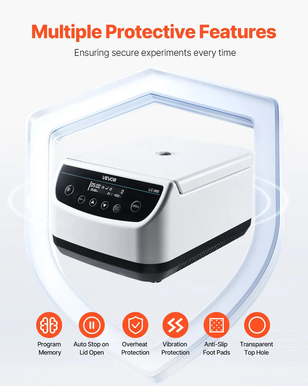 VEVOR Centrifuge Machine 2/5/10/15/50ml Speed 500-4000rpm with 1 Rotor and Timer