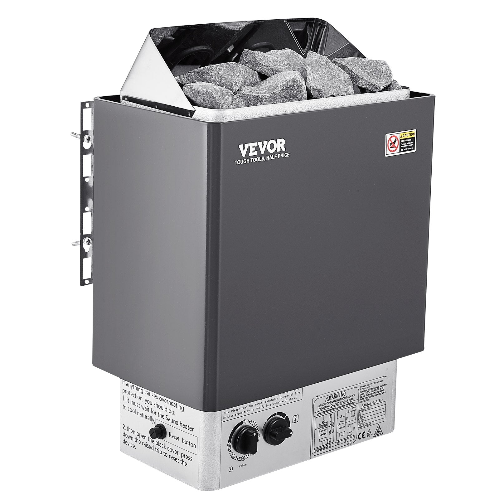 VEVOR Sauna Heater, 3KW 220V Electric Sauna Stove, Steam Bath Sauna Heater with Built-In Controls, 3h Timer and Adjustable Temp for Max. 70-141 Cubic Feet, Home Hotel Spa Shower Use