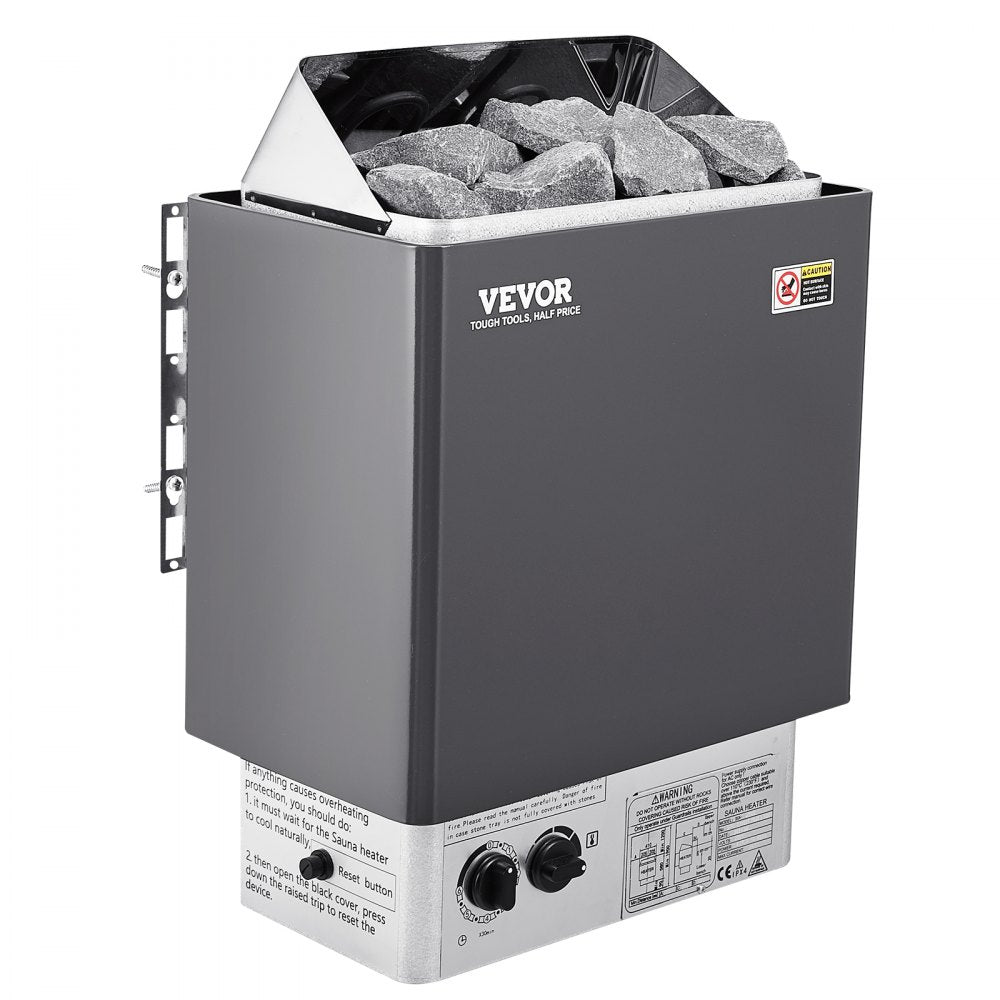 VEVOR Sauna Heater, 4.5KW 220V Electric Sauna Stove, Steam Bath Sauna Heater with Built-In Controls, 3h Timer and Adjustable Temp for Max. 105-210 Cubic Feet, Home Hotel Spa Shower Use