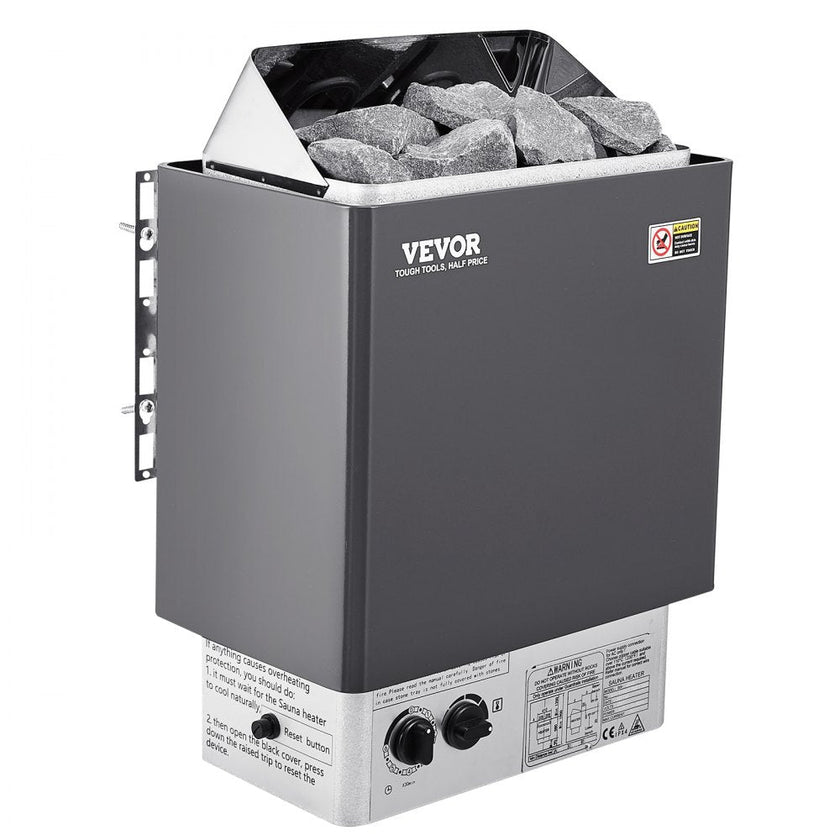 VEVOR Sauna Heater, 4.5KW 220V Electric Sauna Stove, Steam Bath Sauna Heater with Built-In Controls, 3h Timer and Adjustable Temp for Max. 105-210 Cubic Feet, Home Hotel Spa Shower Use