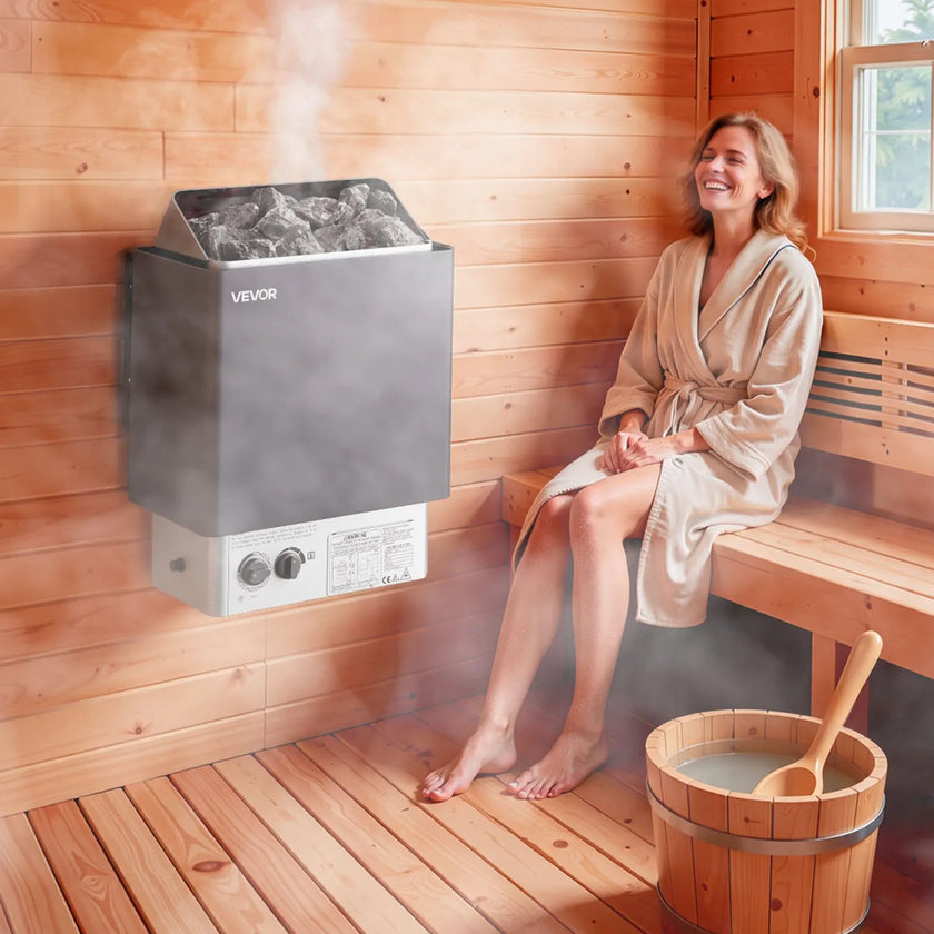 VEVOR Sauna Heater, 6KW 220V Electric Sauna Stove, Steam Bath Sauna Heater with Built-In Controls, 3h Timer and Adjustable Temp for Max. 176-318 Cubic Feet, Home Hotel Spa Shower Use