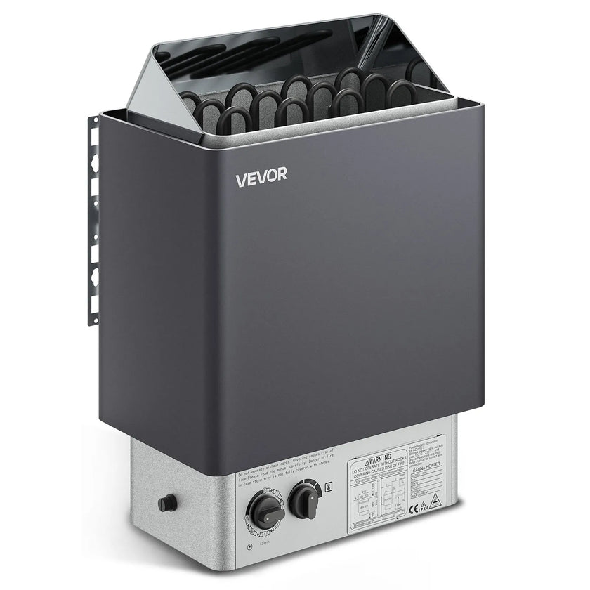 VEVOR Sauna Heater, 6KW 220V Electric Sauna Stove, Steam Bath Sauna Heater with Built-In Controls, 3h Timer and Adjustable Temp for Max. 176-318 Cubic Feet, Home Hotel Spa Shower Use