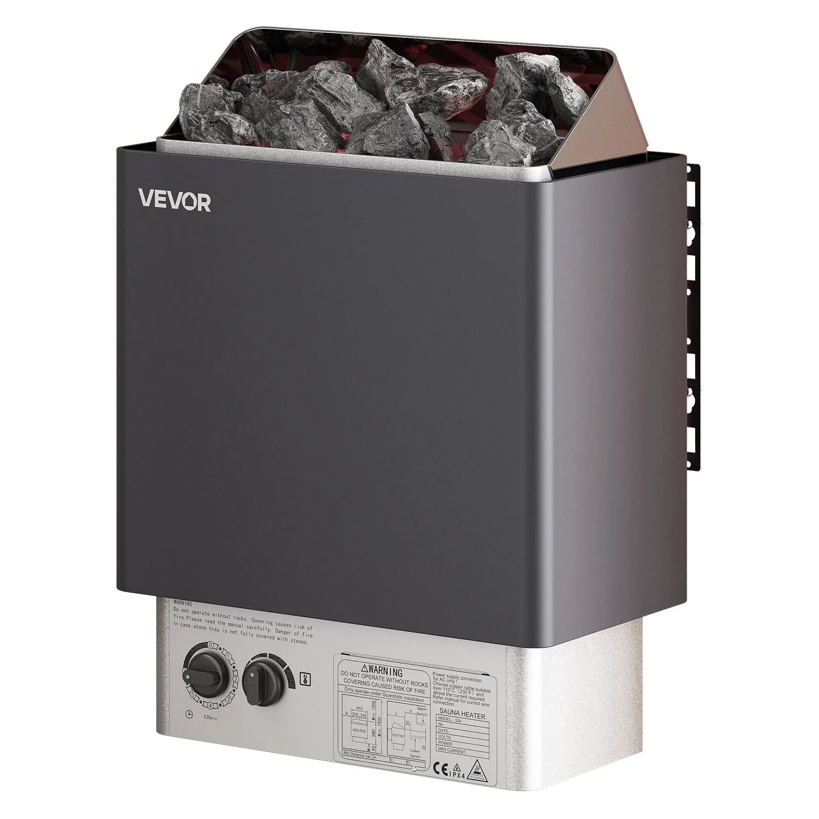 VEVOR Sauna Heater, 6KW 220V Electric Sauna Stove, Steam Bath Sauna Heater with Built-In Controls, 3h Timer and Adjustable Temp for Max. 176-318 Cubic Feet, Home Hotel Spa Shower Use