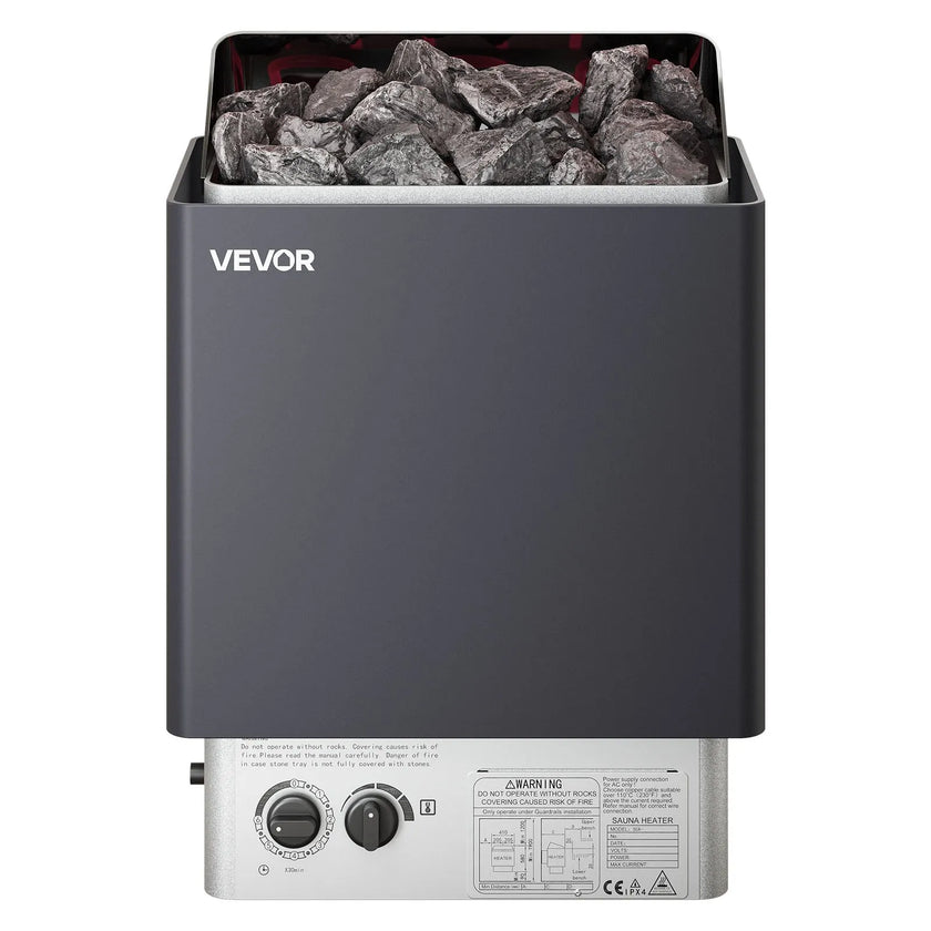 VEVOR Sauna Heater, 6KW 220V Electric Sauna Stove, Steam Bath Sauna Heater with Built-In Controls, 3h Timer and Adjustable Temp for Max. 176-318 Cubic Feet, Home Hotel Spa Shower Use