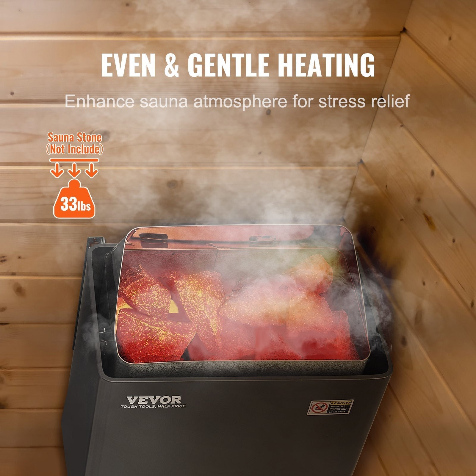 VEVOR Sauna Heater, 9KW 220V Electric Sauna Stove, Steam Bath Sauna Heater with Built-In Controls, 3h Timer and Adjustable Temp for Max. 317-459 Cubic Feet, Home Hotel Spa Shower Use