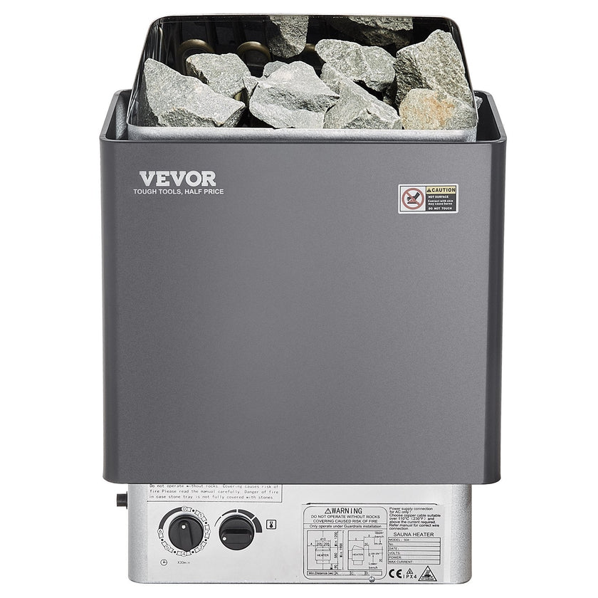 VEVOR Sauna Heater, 9KW 220V Electric Sauna Stove, Steam Bath Sauna Heater with Built-In Controls, 3h Timer and Adjustable Temp for Max. 317-459 Cubic Feet, Home Hotel Spa Shower Use