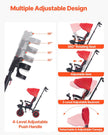 6-in-1 Toddler Tricycle & Stroller with Push Handle (Red/Black)