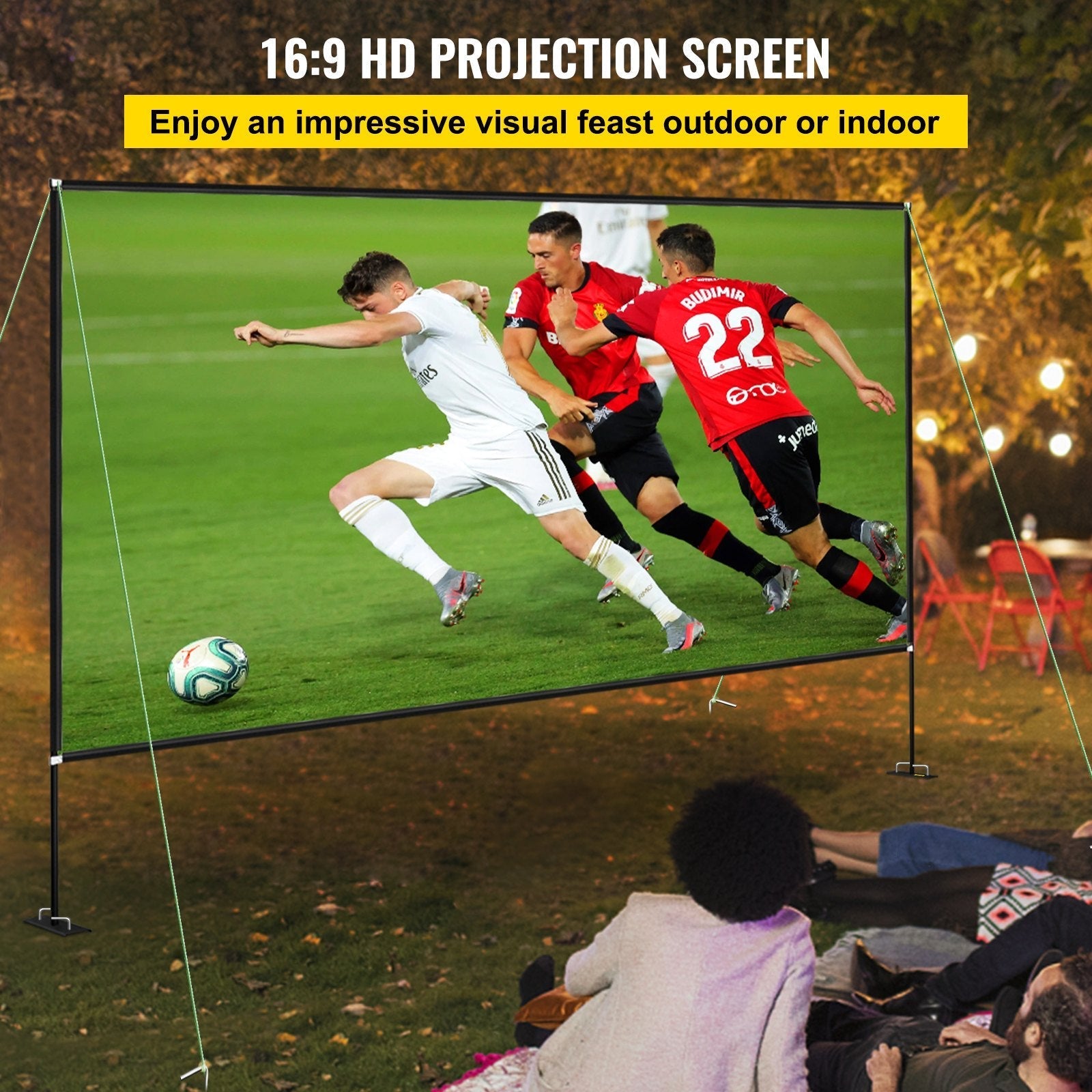 VEVOR Outdoor Movie Screen w/ Stand Portable Movie Screen 135