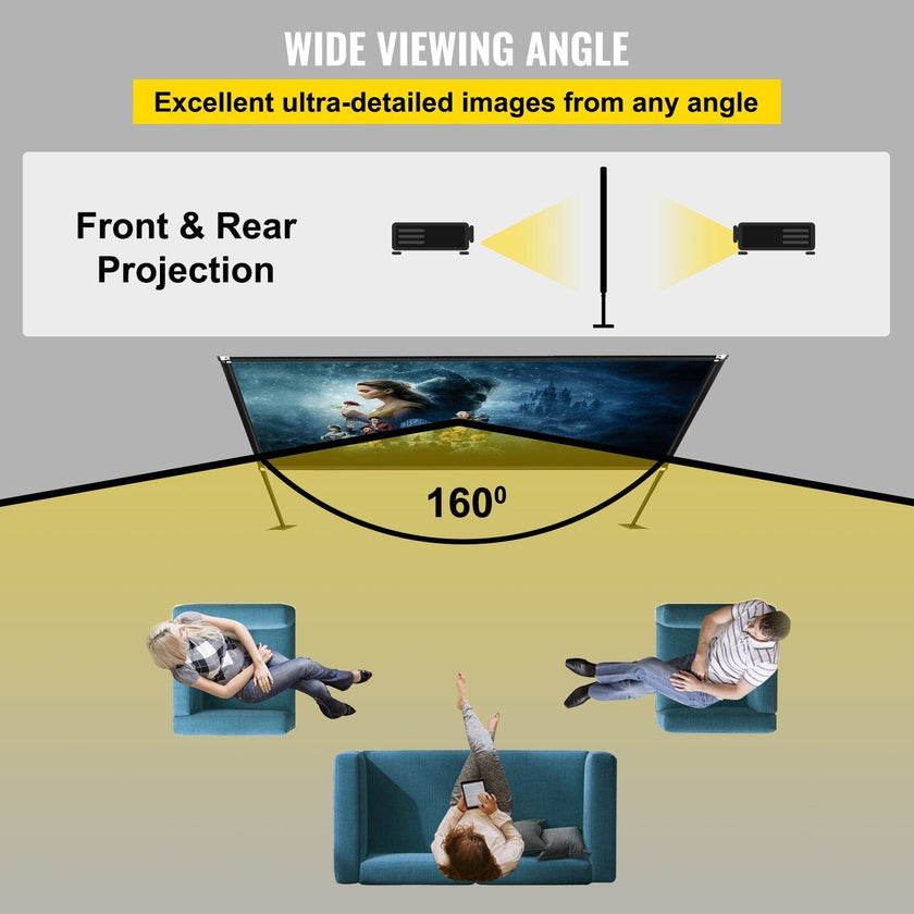 VEVOR Outdoor Movie Screen w/ Stand Portable Movie Screen 135