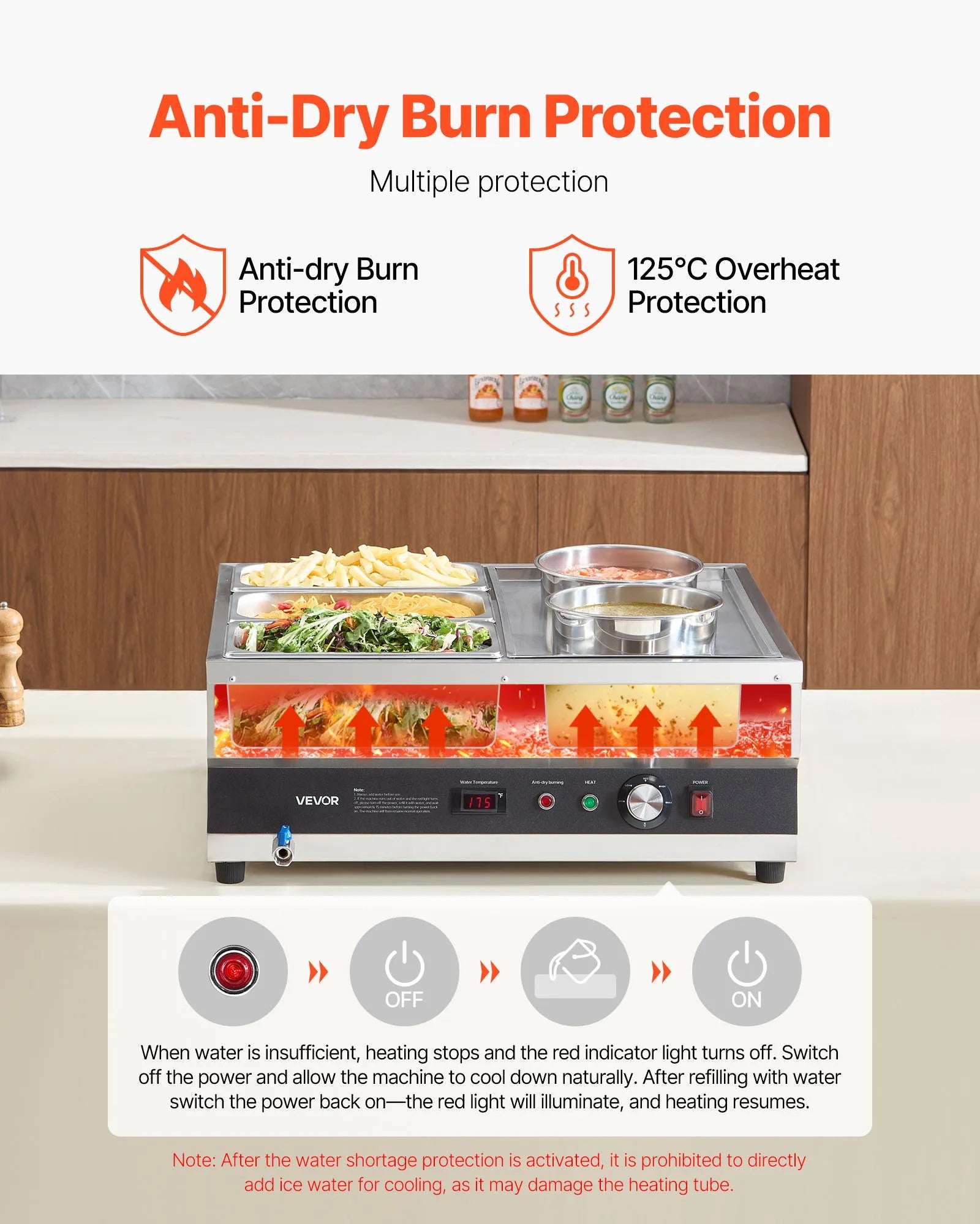 VEVOR Commercial Soup Warmer Soup Station with 2-Pot & 3-Pan Soup Kettle Warmer