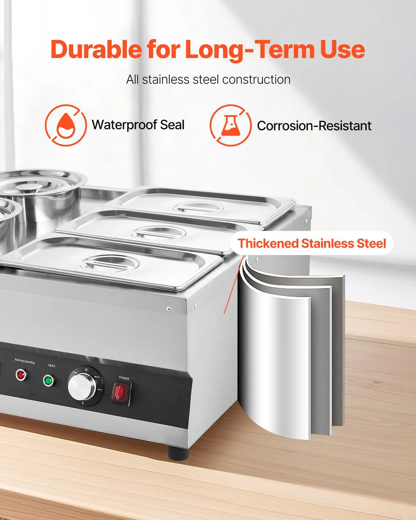 VEVOR Commercial Soup Warmer Soup Station with 2-Pot & 3-Pan Soup Kettle Warmer