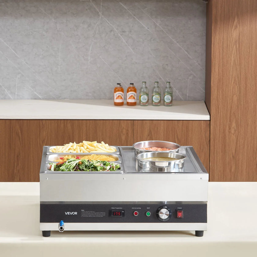 VEVOR Commercial Soup Warmer Soup Station with 2-Pot & 3-Pan Soup Kettle Warmer