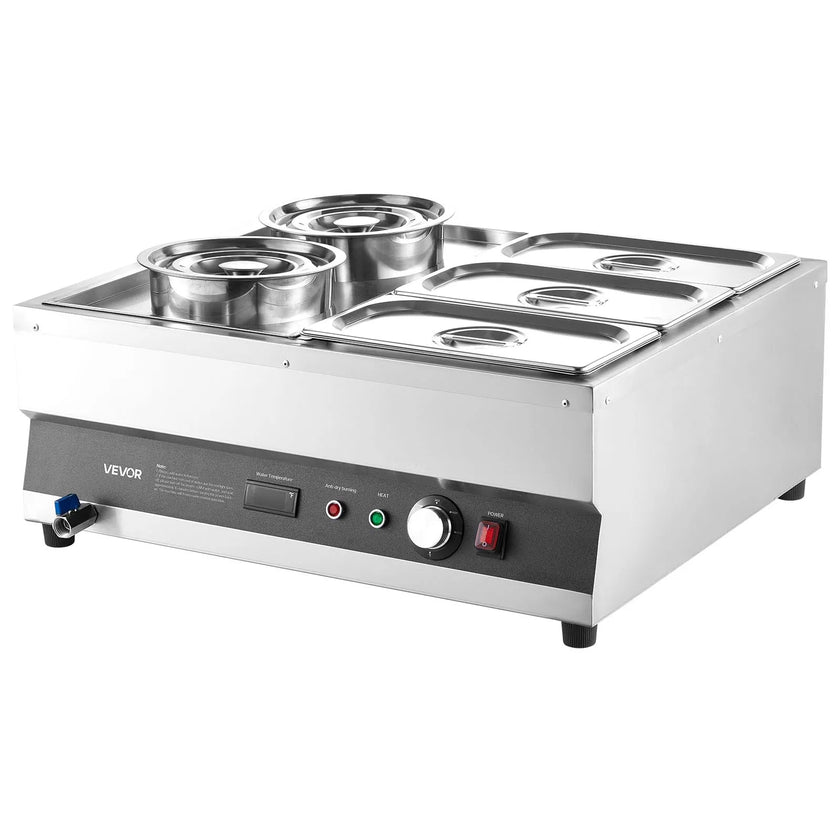 VEVOR Commercial Soup Warmer Soup Station with 2-Pot & 3-Pan Soup Kettle Warmer