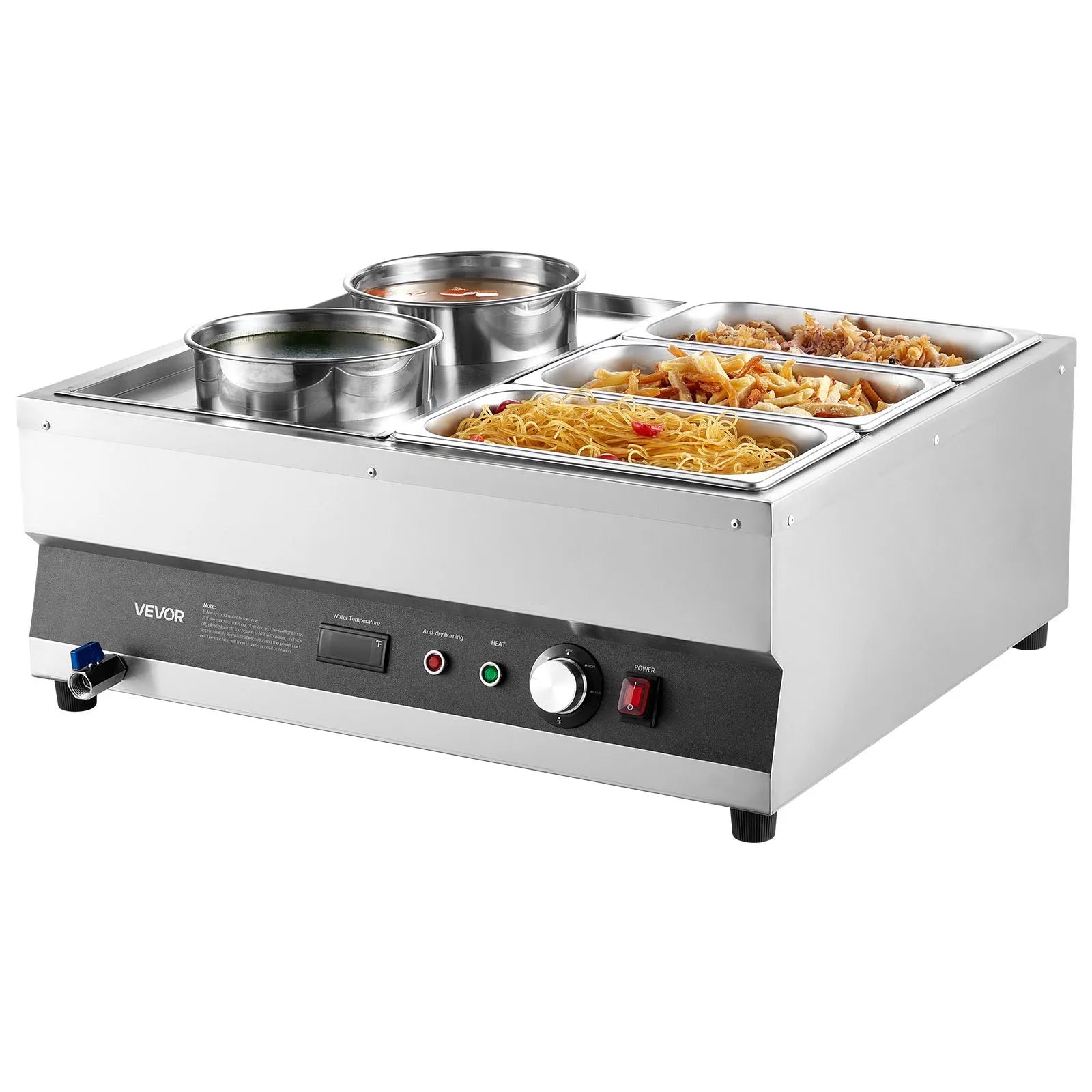 VEVOR Commercial Soup Warmer Soup Station with 2-Pot & 3-Pan Soup Kettle Warmer