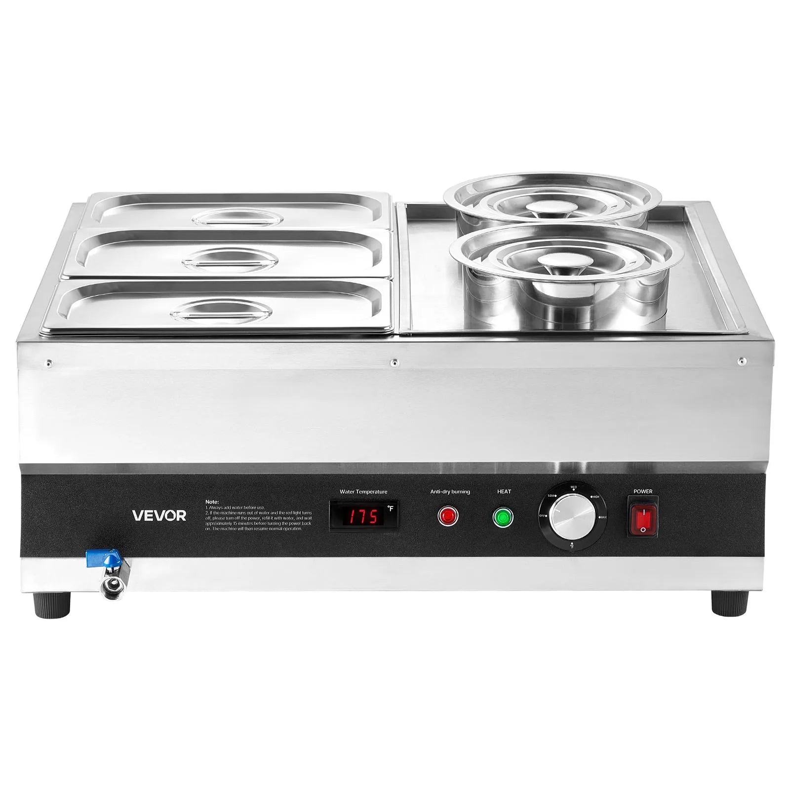 VEVOR Commercial Soup Warmer Soup Station with 2-Pot & 3-Pan Soup Kettle Warmer