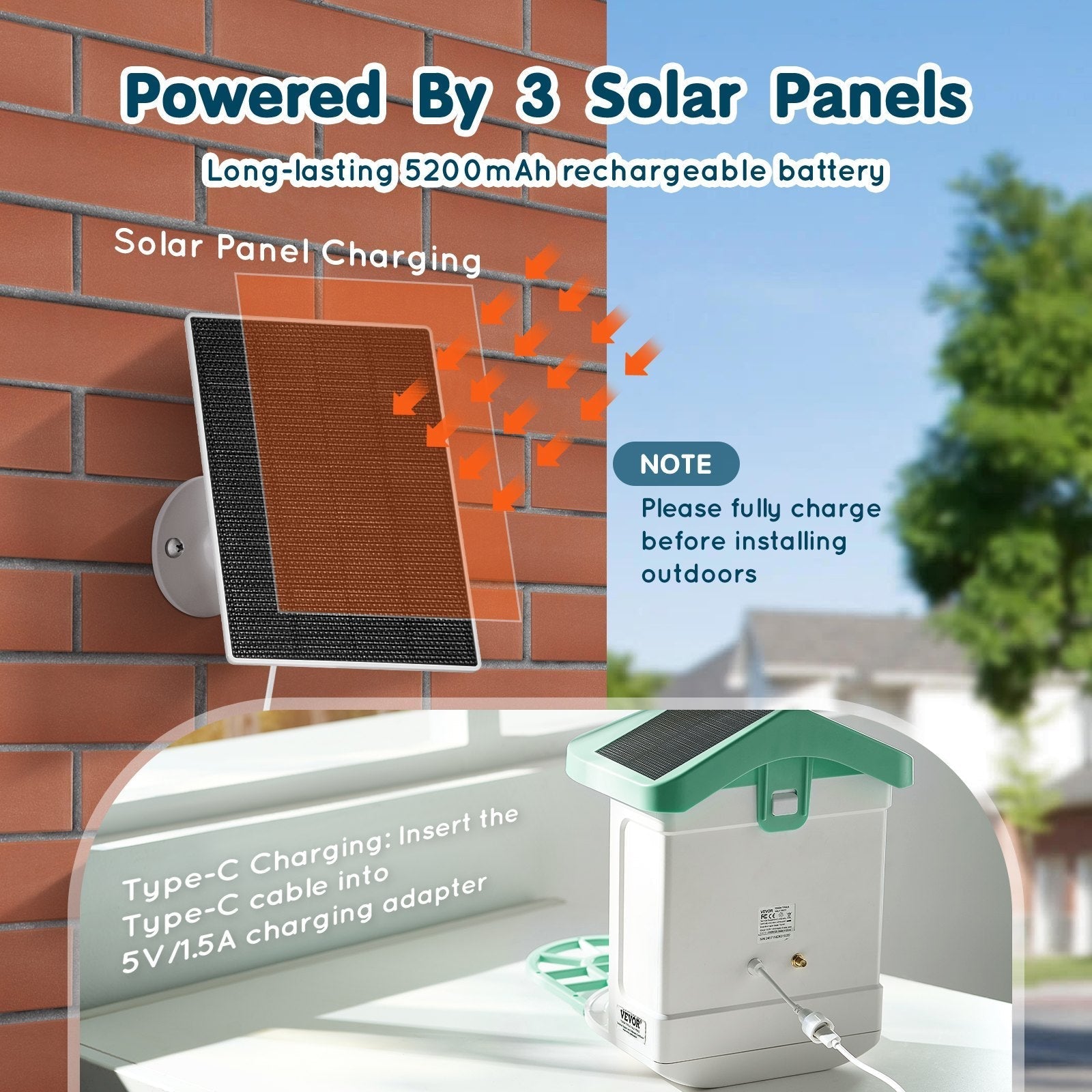 VEVOR Smart Bird Feeder with Camera AI Identify 10000+ Bird Specie Solar-Powered