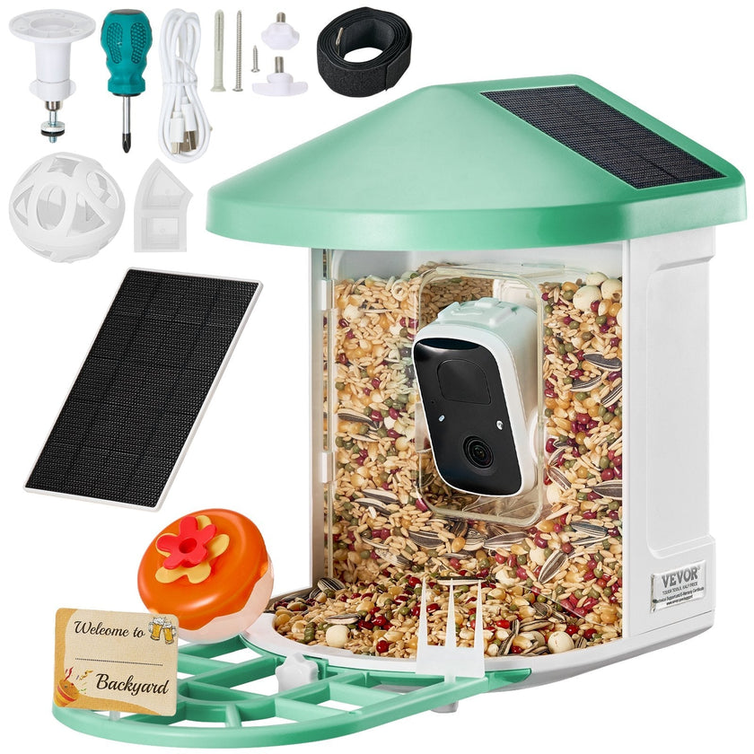 VEVOR Smart Bird Feeder with Camera AI Identify 10000+ Bird Specie Solar-Powered