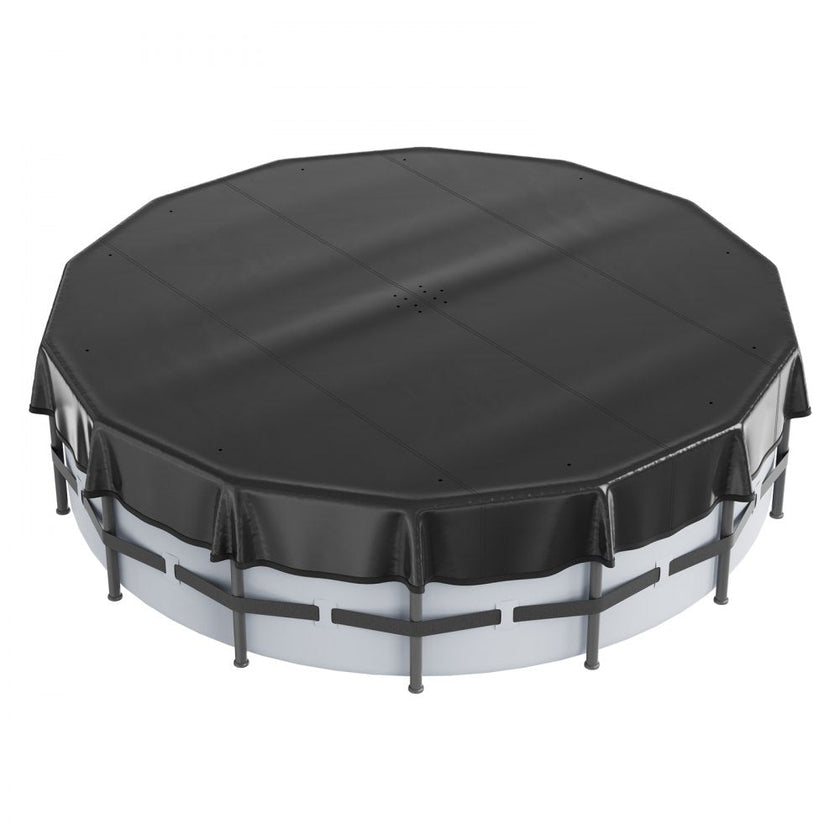 VEVOR 15 Ft Round Pool Cover, Solar Covers for Above Ground Pools, Safety Pool Cover with Drawstring Design, PVC Summer Pool Cover, Waterproof and Dustproof, Black