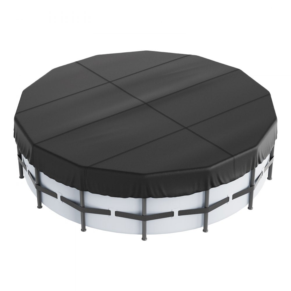 VEVOR 18 Ft Round Pool Cover, Solar Covers for Above Ground Pools, Safety Pool Cover with Drawstring Design, 420D Oxford Fabric Summer Pool Cover, Waterproof and Dustproof, Black