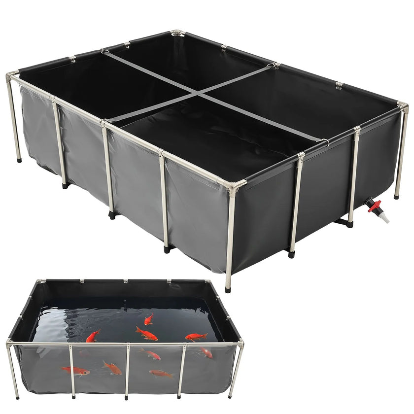 VEVOR Canvas Fish Pond Above Ground Koi Tank 470 Gal with Clear Viewing Panel