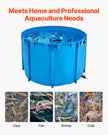 VEVOR Canvas Fish Pond Above Ground Fish Tank 448.8 Gal Round Koi Pond (Blue)
