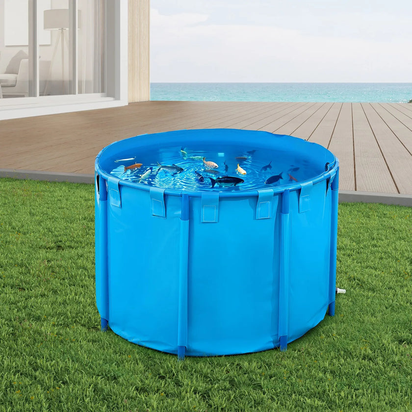 VEVOR Canvas Fish Pond Above Ground Fish Tank 448.8 Gal Round Koi Pond (Blue)