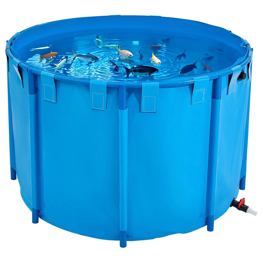 VEVOR Canvas Fish Pond Above Ground Fish Tank 448.8 Gal Round Koi Pond (Blue)
