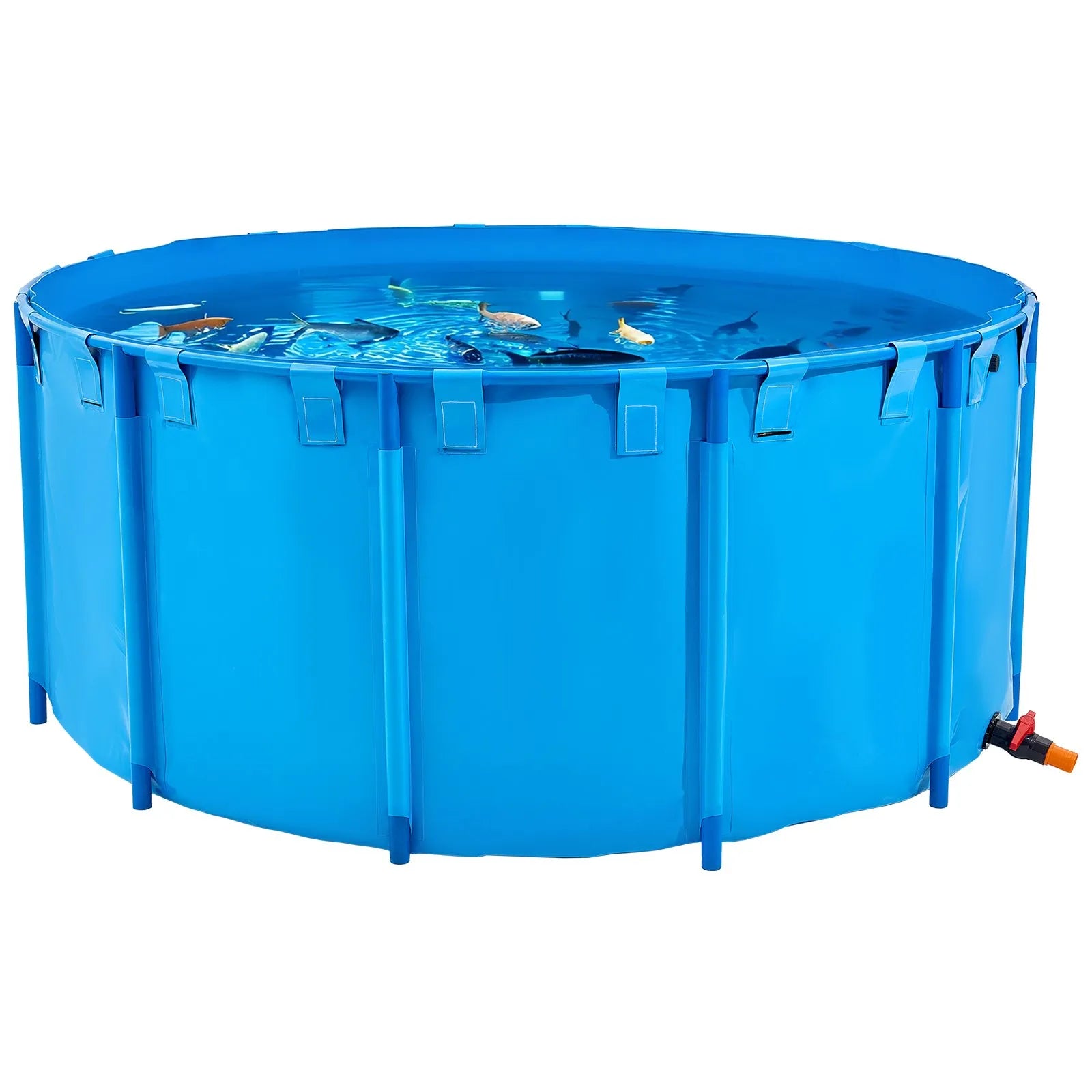 VEVOR Canvas Fish Pond Above Ground Fish Tank 1320 Gal Round Koi Pond (Blue)
