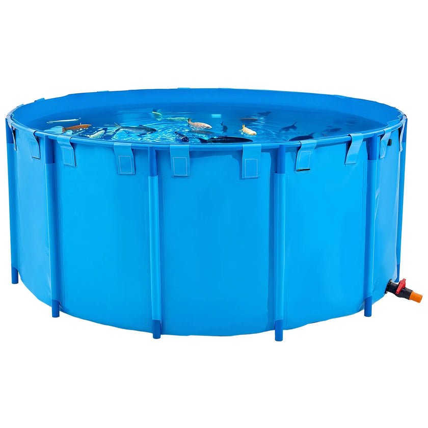 VEVOR Canvas Fish Pond Above Ground Fish Tank 1320 Gal Round Koi Pond (Blue)