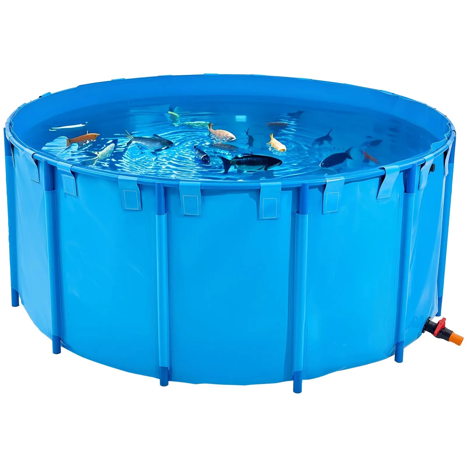 VEVOR Canvas Fish Pond Above Ground Fish Tank 1320 Gal Round Koi Pond (Blue)