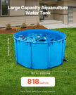 VEVOR Canvas Fish Pond Above Ground Fish Tank 818 Gal Round Koi Pond (Blue)