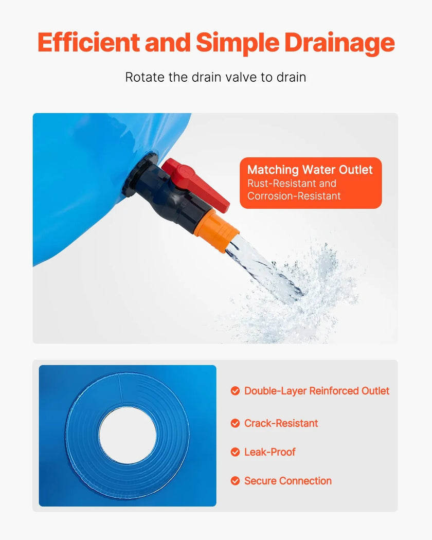 VEVOR Canvas Fish Pond Above Ground Fish Tank 818 Gal Round Koi Pond (Blue)