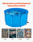 VEVOR Canvas Fish Pond Above Ground Fish Tank 818 Gal Round Koi Pond (Blue)