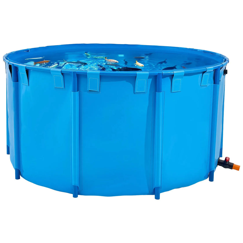 VEVOR Canvas Fish Pond Above Ground Fish Tank 818 Gal Round Koi Pond (Blue)