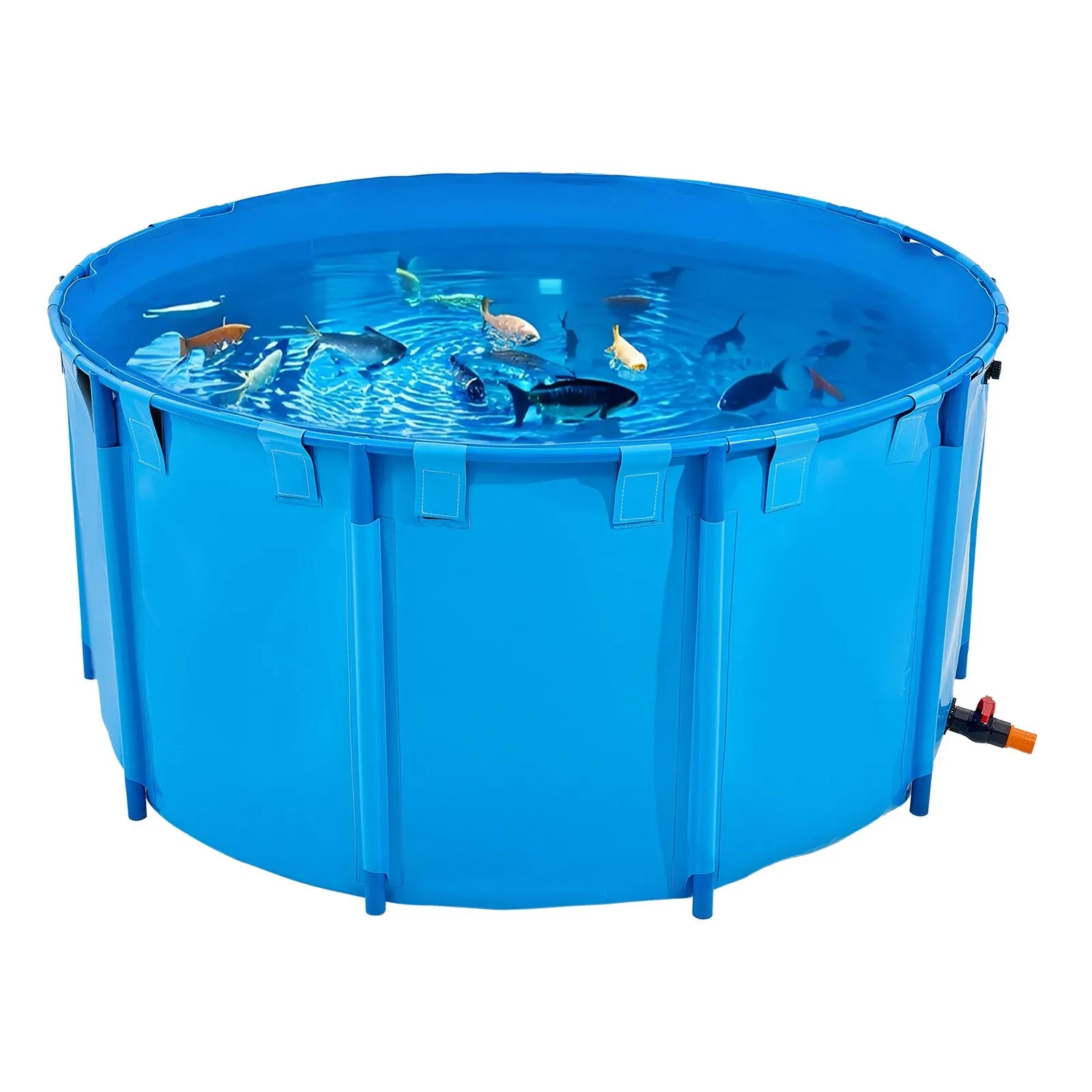 VEVOR Canvas Fish Pond Above Ground Fish Tank 818 Gal Round Koi Pond (Blue)