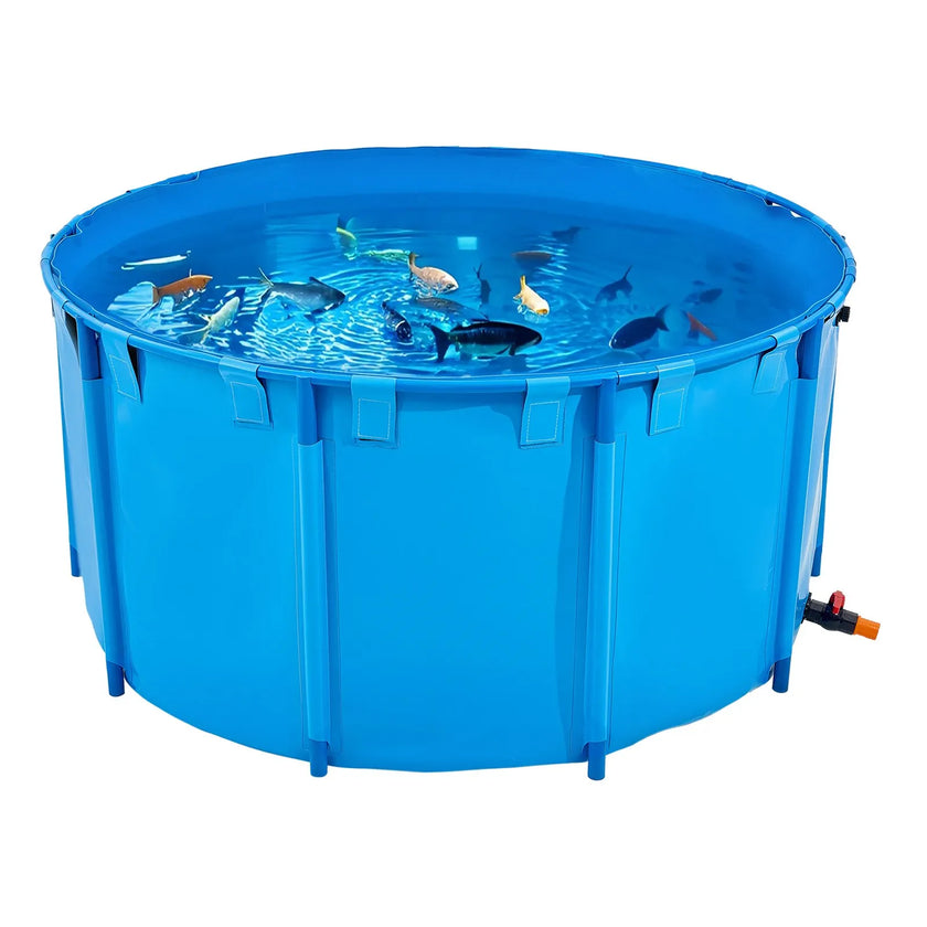 VEVOR Canvas Fish Pond Above Ground Fish Tank 818 Gal Round Koi Pond (Blue)
