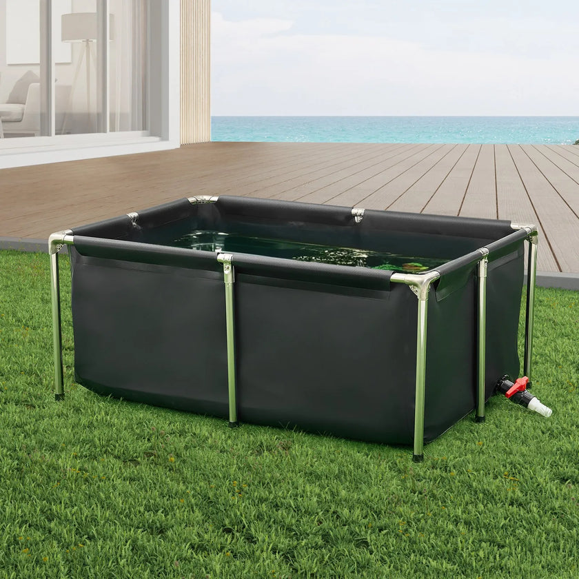 VEVOR Canvas Fish Pond Above Ground Koi Tank 126.8 Gal Rectangular Pond (Black)