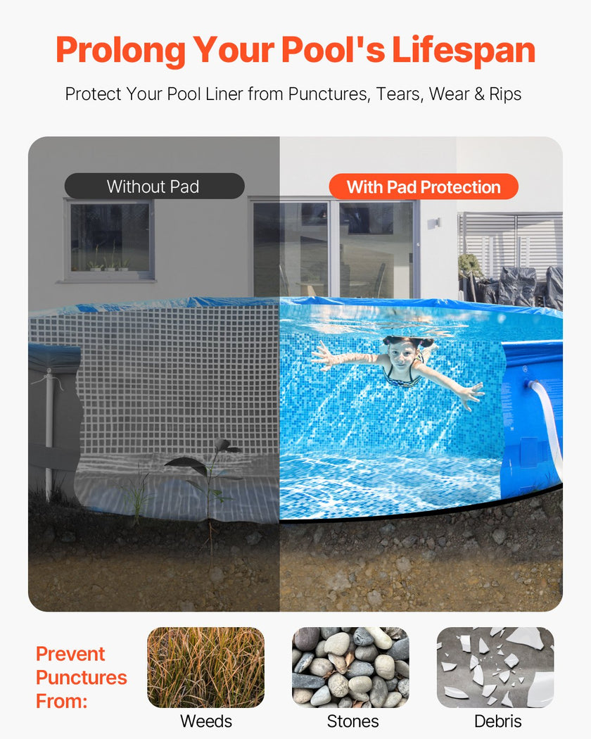 VEVOR 18ft Round Pool Liner Pad for Above Ground Pools Heavy Duty Pool Mat