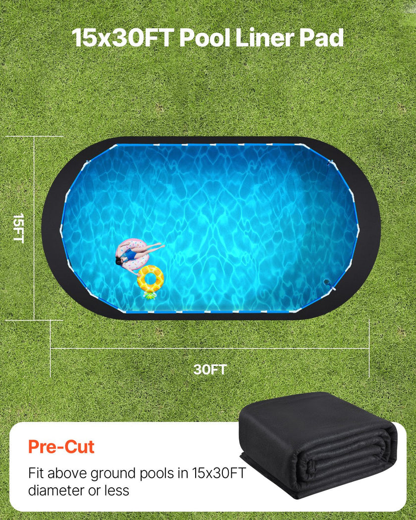 VEVOR 15x30 ft Oval Pool Liner Pad for Above Ground Pools Heavy Duty Pool Mat
