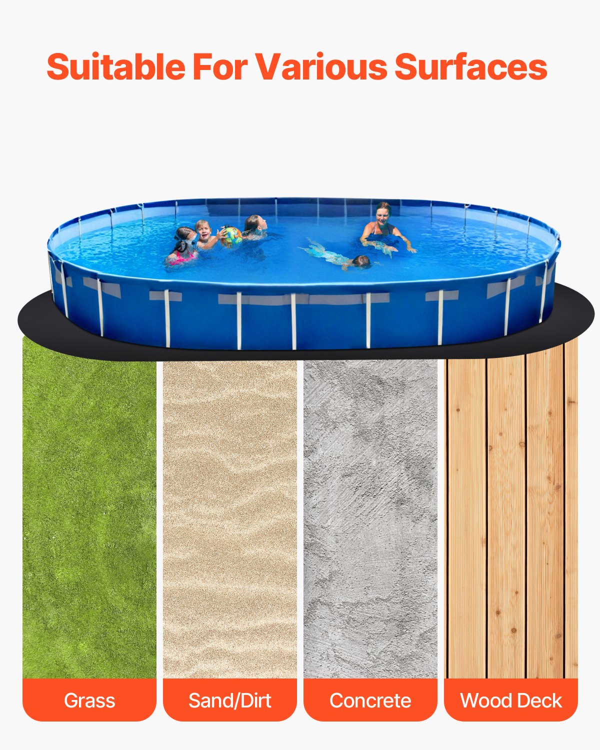 VEVOR 15x30 ft Oval Pool Liner Pad for Above Ground Pools Heavy Duty Pool Mat