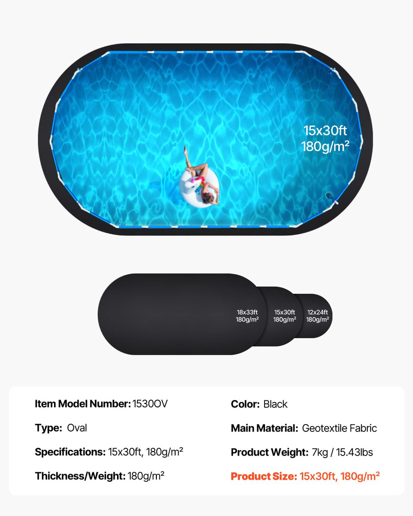 VEVOR 15x30 ft Oval Pool Liner Pad for Above Ground Pools Heavy Duty Pool Mat