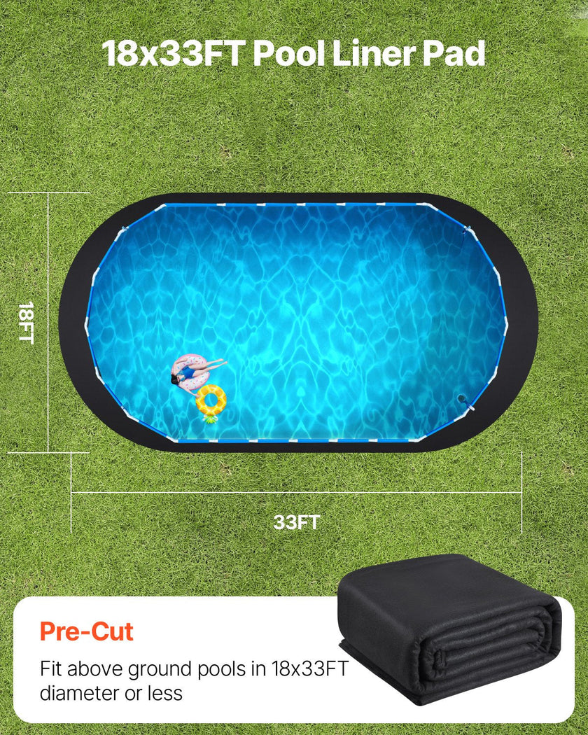 VEVOR 18x33 ft Oval Pool Liner Pad for Above Ground Pools Heavy Duty Pool Mat