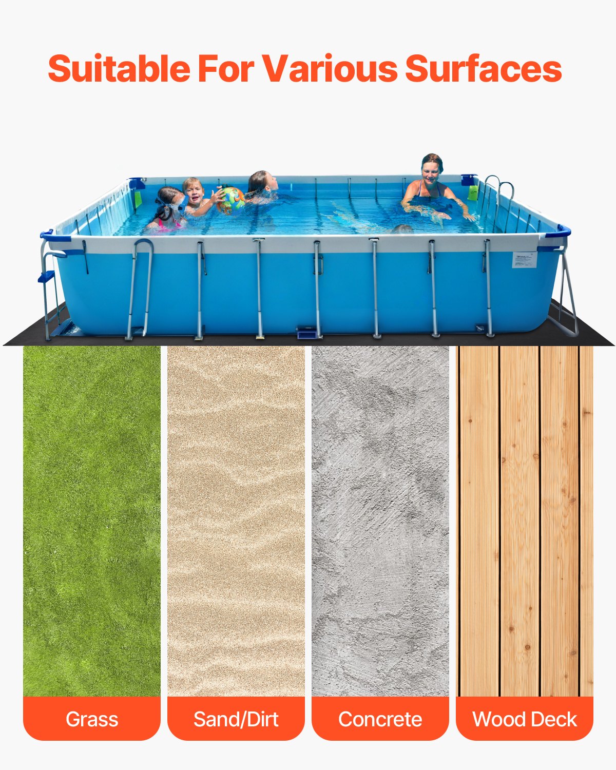 VEVOR 12x24ft Rectangle Pool Liner Pad Heavy Duty Pool Mat Prevent Punctures