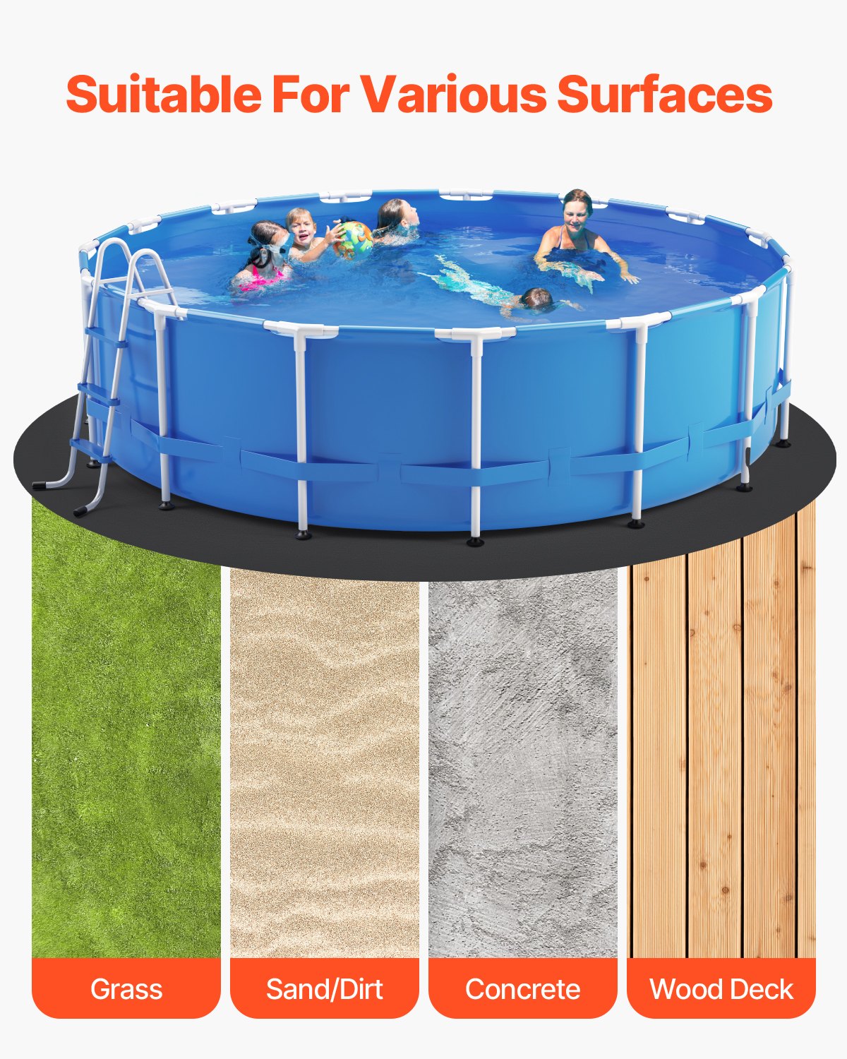 VEVOR 27ft Round Pool Liner Pad for Above Ground Pools Heavy Duty Pool Mat